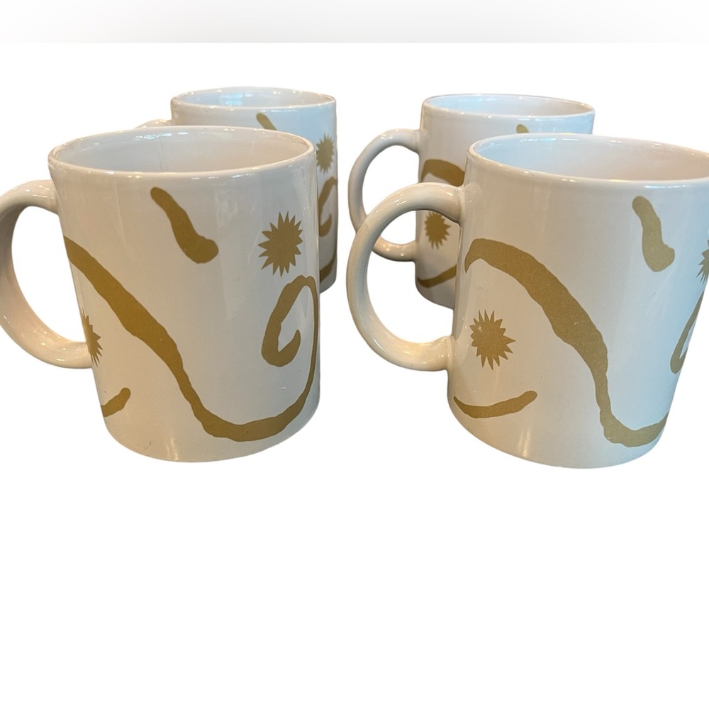 Oscar De La Renta gold and white coffee mugs 4.